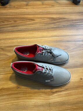 Radii Noble Casual Gray Leather Sneakers with Red Interior-Men's Low-Top Lace-Up